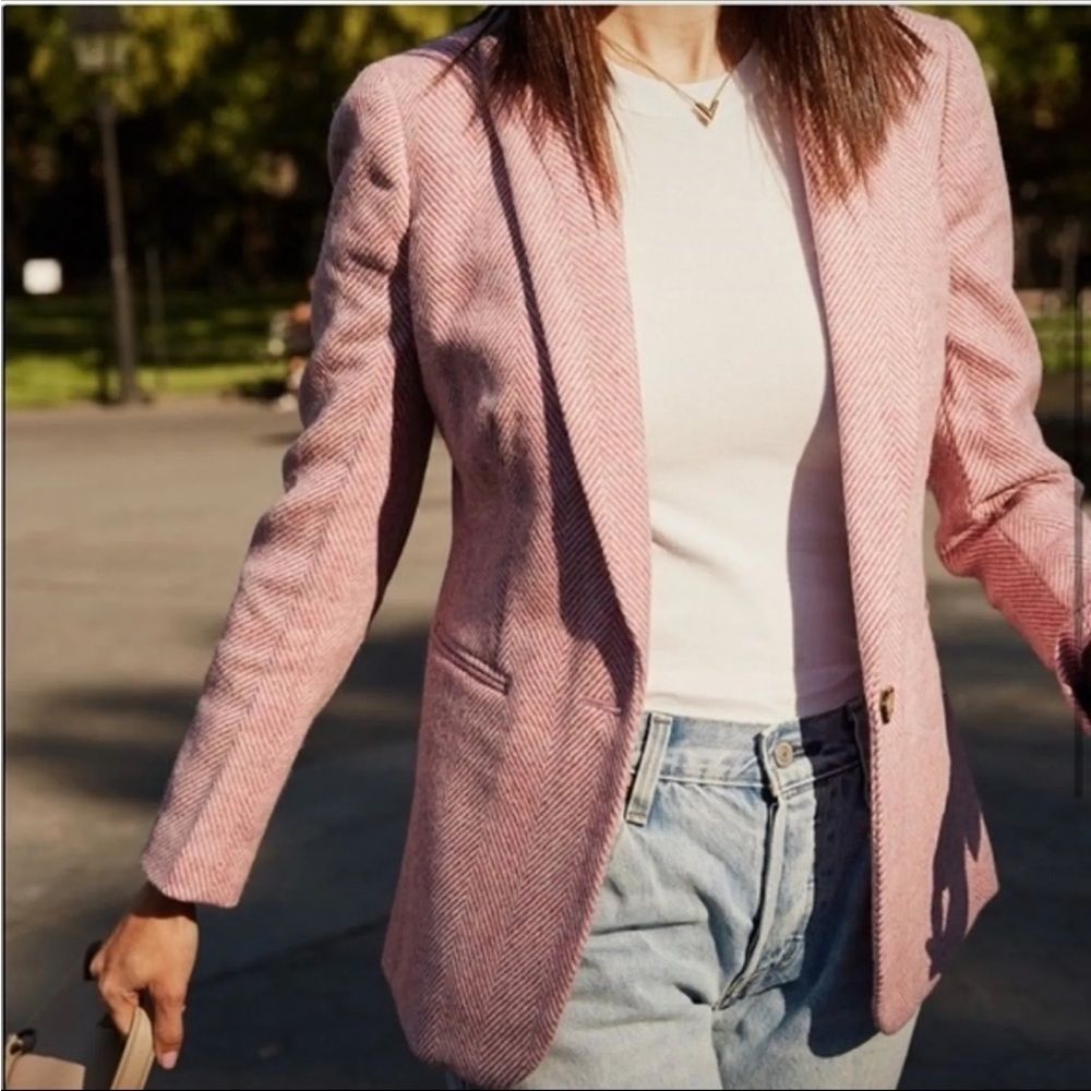 J. Crew Parke blazer in English herringbone 100% wool Lavender Size 10 chevron